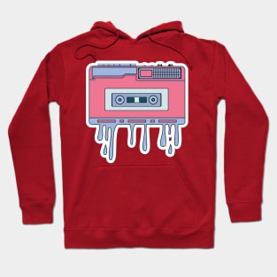 Boombox stereo and Cassette music vector sticker design illustration. Retro icons portable stereo cassette recorder sticker design logo. Hoodie